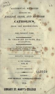 Cover of Historical memoirs respecting the English, Irish, and Scottish Catholics by Charles Butler
