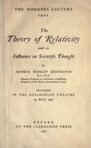 Cover of The theory of relativity and its influence on scientific thought by Arthur Stanley Eddington