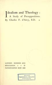 Front cover of Idealism And Theology by Charles Frederick D'Arcy