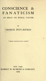 Cover of Conscience & fanaticism by George Pitt-Rivers
