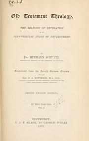 Cover of Old testament theology by Schultz, Hermann