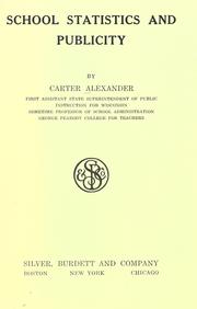 Cover of School statistics and publicity by Carter Alexander
