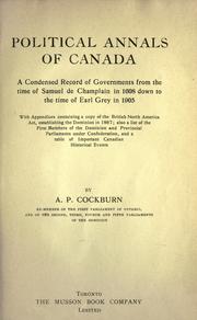 Front cover of Political annals of Canada by Cockburn, A. P.