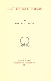 Front cover of Latter-day poems by William Cowie