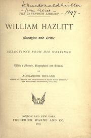 Front cover of William Hazlitt, essayist and critic by William Hazlitt