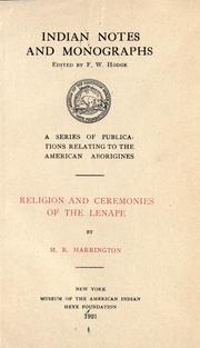 Cover of Religion and ceremonies of the Lenape by Harrington, M. R.