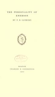 Cover of The personality of Emerson by F. B. Sanborn