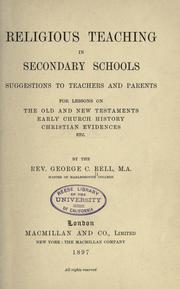 Front cover of Religious teaching in secondary schools by George Charles Bell