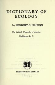 Front cover of Dictionary of ecology by Herbert C. Hanson