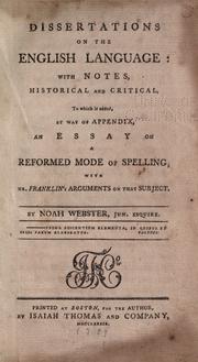 Cover of Dissertations on the English language by Noah Webster