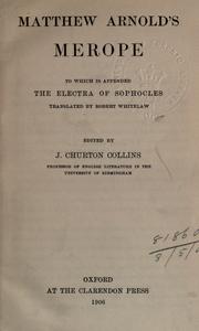 Cover of Merope by Matthew Arnold