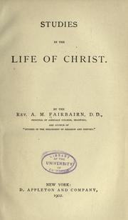 Front cover of Studies in the life of Christ by A. M. Fairbairn
