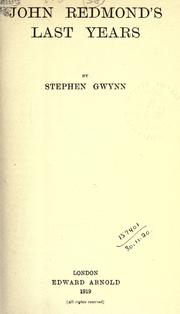 Front cover of John Redmond's last years by Stephen Lucius Gwynn
