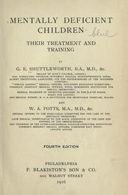 Front cover of Mentally deficient children by George Edward Shuttleworth
