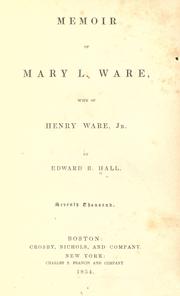 Front cover of Memoir of Mary L. Ware by Edward Brooks Hall