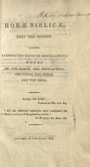 Cover of Horæ Biblicæ by Charles Butler