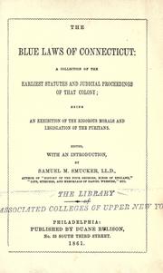 Front cover of The Blue Laws of Connecticut by Samuel M. Smucker