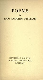 Cover of Poems by Iolo Aneurin Williams