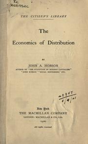 Front cover of The economics of distribution by John Atkinson Hobson