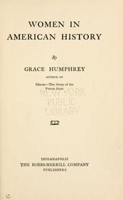 Front cover of Women in American history by Grace Humphrey