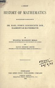 Cover of Geschichte der Elementar-mathematik by Karl Fink