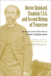 Front cover of Doctor Quintard, chaplain C. S. A. and second bishop of Tennessee by C. T. Quintard