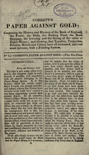Front cover of Cobbett's paper against gold by William Cobbett