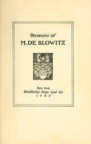 Cover of Memoirs of M. de Blowitz by Henri Georges Stephane Adolphe Opper de Blowitz