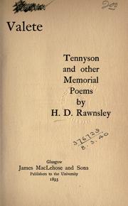 Front cover of Valete by Hardwicke Drummond Rawnsley