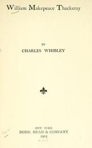 Cover of William Makepeace Thackeray by Charles Whibley
