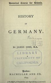 Front cover of History of Germany by James Sime