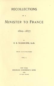 Cover of Recollections of a minister to France, 1869-1877 by E. B. Washburne