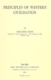 Front cover of Principles of western civilisation by Benjamin Kidd