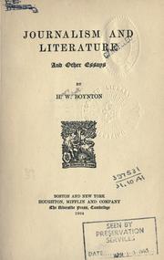 Cover of Journalism and literature, and other essays by Boynton, Henry Walcott