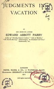 Cover of Judgments in vacation by Edward Abbott Parry