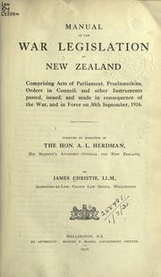 Front cover of Manual of the war legislation of New Zealand by James Christie