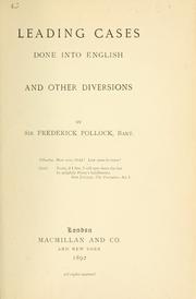 Front cover of Leading cases done into English by Sir Frederick Pollock