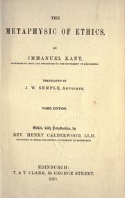 Front cover of The metaphysic of ethics by Immanuel Kant