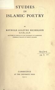 Front cover of Studies in Islamic poetry by Reynold Alleyne Nicholson