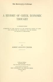 Front cover of A history of Greek economic thought by Albert Augustus Trever