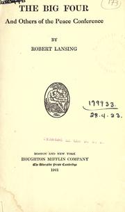 Cover of The Big Four and others of the Peace Conference by Robert Lansing