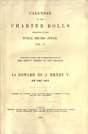 Cover of Calendar of the Charter Rolls preserved in the Public Record Office by Public Record Office