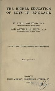 Cover of The higher education of boys in England by Norwood, Cyril Sir