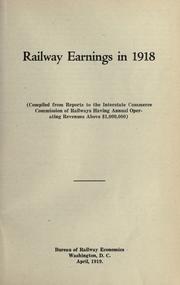 Front cover of Railway earnings in 1918 by Bureau of Railway Economics (Washington, D.C.)