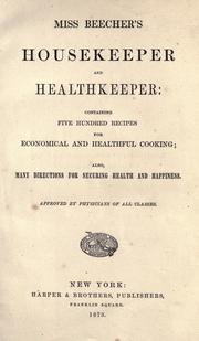 Front cover of Miss Beecher's housekeeper and healthkeeper by Catharine Esther Beecher