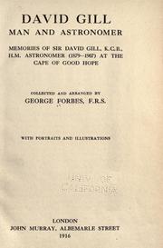 Cover of David Gill, man and astronomer by Forbes, George