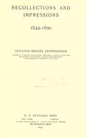 Front cover of Recollections and impressions, 1822-1890 by Octavius Brooks Frothingham