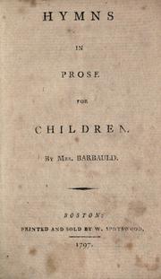 Front cover of Hymns in prose for children by Anna Laetitia Barbauld