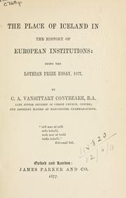 Front cover of The place of Iceland in the history of European institutions by C. A. V. Conybeare