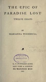 Front cover of The epic of Paradise lost by Marianna Woodhull